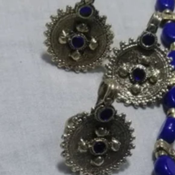 Pearls and Beads Jewelry Set, Handmade Coins Jewelry Set With Glass Stones, - Picture 3 of 9